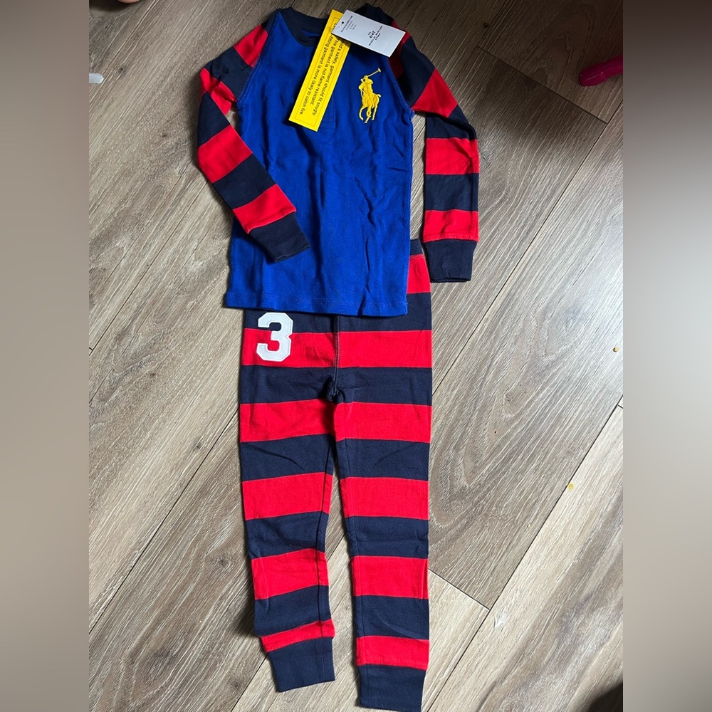 Polo Ralph Lauren Kids Pajama Set - Blue and Red Stripes
